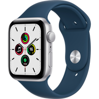 apple watch se gps 44mm - Išmanusis laikrodis Apple Watch SE (GPS, 44 mm) - Silver Aluminium Case with Abyss Blue Sport Band - 10 nuotrauka