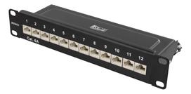 kompiuterine technika - Panelė DELTACO 10", 12xRJ45, Cat6a, STP, 10Gbps, metalinė, juoda / 10-PATCH15 - 1 nuotrauka
