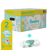 Sauskelnės Pampers Premium Care, 2 dydis, 4 - 8 kg, 136 vnt.