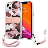dekliukas iphone 13 mini - Guess "GUHCP13SKCABPI Camo Strap Hard Case iPhone 13 Mini" Pink - 1 nuotrauka