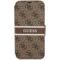 Guess "GUBKP13L4GDBR PU 4G Printed Stripe Book Case iPhone 13 Pro" Brown