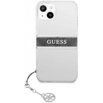 dekliukas iphone 13 mini - Guess "GUHCP13SKB4GGR PU/ TPU 4G Grey Stripe Case iPhone 13 Mini" Transparent - 1 nuotrauka
