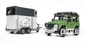 priekaba zirgami - Komplektas Bruder Professional Series Kraj Rover Defender With Horse Trailer 02592, žalia - 2 nuotrauka