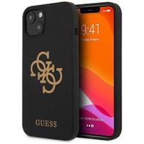 dekliukas iphone 13 mini - Guess "GUHCP13SLS4GGBK Silicone 4G Logo Case iPhone 13 Mini" Black - 1 nuotrauka