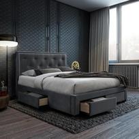 Lova Home4you Glossy, pilka, 216.5 x 165 cm, su grotelėmis