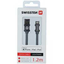 Swissten "(MFI) Textile Fast Charge 3A Lightning (MD818ZM/ A) 1.2M" Grey