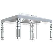 pavesine su stogu - Pavėsinė su lemputėmis ir dvigubu stogu, baltos spalvos, 3x4m - 1 nuotrauka