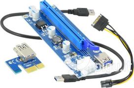 6pin sata - Akyga Riser PCI-E 1x - 16x AK-CA-64 USB 3.0, 6-pin, SATA, 009s - 1 nuotrauka