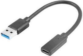 usb a female to usb a male - Lanberg USB-C 3.1 Female To USB-A Male AD-UC-UA-03, juoda, 0.015 m - 1 nuotrauka