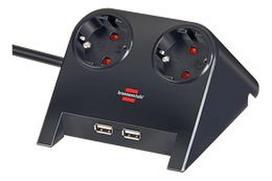 BRENNENSTUHL 2 lizdų, 2xUSB, 1.8m, juodas / Desktop-Power 1153500222
