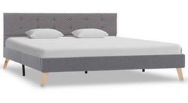 Lova VLX Bed Frame, šviesiai pilka, 215 x 164 cm, su grotelėmis