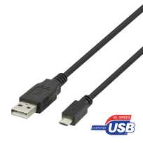 DELTACO USB 2.0 MicroB 2,4A, 1m juodas / 00140008