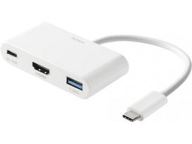 DELTACO USB-C to HDMI and USB-A, USB-C portas energijos perdavimui 3.0, 3840x2160