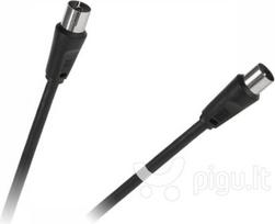 tv antena - Kabelis TV antenai RF, 5.0m, kištukas - lizdas, juodas - 1 nuotrauka