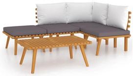 Lauko baldų komplektas VLX 5 Piece Lounge Set With Cushions 3087002, baltas/medžio/tamsiai pilka, 4 vietų