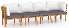 Lauko baldų komplektas VLX 4 Piece Lounge Set With Cushions 3087008, baltas/medžio/tamsiai pilka, 4 vietų