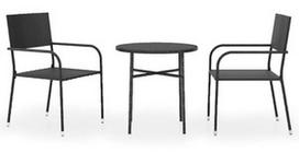 Lauko baldų komplektas VLX 3 Piece Garden Dining Set 3098033 3098033, juodas, 2 vietų