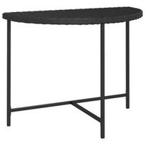 Lauko stalas VLX Poly Rattan 316652, juodas, 50 x 100 x 75 cm