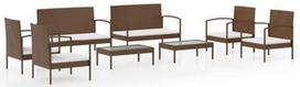 Lauko baldų komplektas VLX 8 Piece Poly Rattan 3095965, rudas, 1-8 vietų