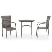 Lauko baldų komplektas VLX Poly Rattan 3098029, pilkas, 2 vietų