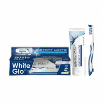  WHITE GLO balinamoji dantų pasta su mėlynomis putomis INSTANT WHITE, 150 g+Dantų šepetėlis „Pro-Soft“ ir 8 dantų krapštukai