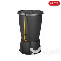 lauko deze - Lietaus surinkimo talpa INDIGO WATER BUTT 220 l su pagrindu, grafito - 1 nuotrauka