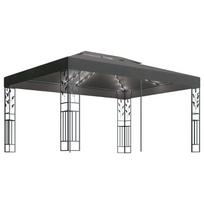 Pavėsinė su lemputėmis ir dvigubu stogu, antracito, 3x4m