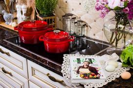 grandfeu puodas - Puodas su dangčiu Kamado Bono Grandfeu Cast Iron 4.7l, raudonas - 6 nuotrauka