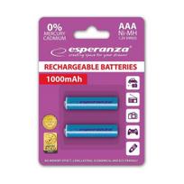 ikraunami aaa elementai - Esperanza EZA101B 1000mAh 2-pack Blister - 1 nuotrauka