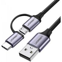 Ugreen 2in1 USB to Type-C + Micro USB, QC 3.0, 1m Black