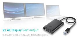 usb c to displayport - i-Tec USB 3.0 / USB-C Dual 4K DP Video Adapter - 8 nuotrauka