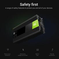 inverteris 12v 500w - Green Cell Converter 12V/230V 1500W/3000W | INV22  | 5903317228387 - 5 nuotrauka