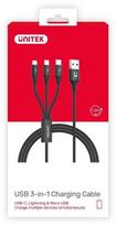 charging cable in 3 in 1 usb c - Unitek USB 3-in-1 Charging Cable C14049BK - 4 nuotrauka