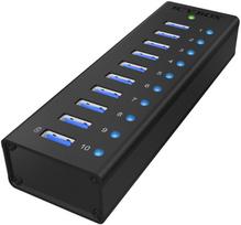 ICY BOX IB-AC6110 10x Port USB 3.0 Hub with USB Charge Port Black