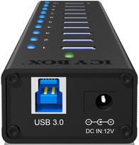 10 usb sakotuvas - ICY BOX IB-AC6110 10x Port USB 3.0 Hub with USB Charge Port Black - 2 nuotrauka