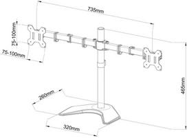 27 inch monitor - ART L-21N Holder For 2x LCD/LED Monitors 13-27'' Black - 2 nuotrauka