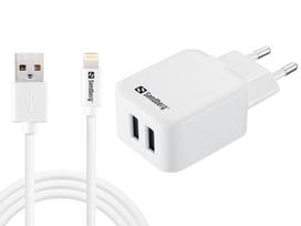 pakrovejas lightning - Sandberg USB Wall Charger + Apple Lightning Cable White - 2 nuotrauka