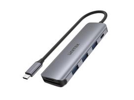 usb c 100w laidas - Kabelis UNITEK Hub USB-C 3xUSB 3.1 Gen1 PD 100W SD microSD H1107C - 1 nuotrauka