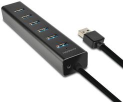 ikrovimo adapteris - AXAGON HUE-SA7BP 7x USB3.0 ALU Charging Hub Incl. AC Adapter, Black - 2 nuotrauka