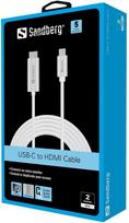 usb c hdmi cable - Sandberg USB-C to HDMI Cable 2m White - 2 nuotrauka