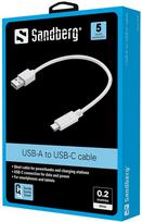 type c to type c laidas 2m - Sandberg USB To Type-C Cable White 0.2m - 2 nuotrauka