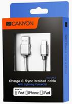apple pakrovejas - Canyon Braided Cable Apple Lightning / USB 1m Grey - 2 nuotrauka