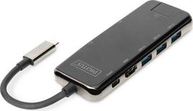 hdmi type c laidas - Assmann DA-70887, HDMI / Micro SD / RJ-45 / 2 x USB Type-C / 4 x USB Type A - 1 nuotrauka