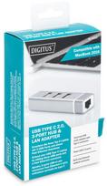 lan sakotuvas - Digitus USB Type-C 3-Port HUB + Fast Ethernet LAN DA-70253 - 4 nuotrauka