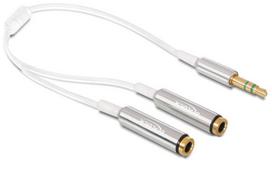 kabelis 3.5mm 2.5mm - Delock Cable Audio / Stereo x2 Black 0.25m - 1 nuotrauka