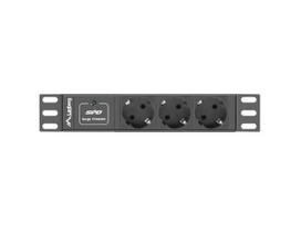 lanberg pdu - Lanberg PDU 1U 16A 3 Sockets 3m Black - 3 nuotrauka