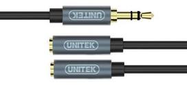 2x 3.5 mm - Unitek Cable 3.5mm Minijack / 3.5mm Minijack Black 0.2m - 1 nuotrauka