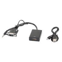 d sub kabelis - Lanberg Adapter VGA / 3.5mm / HDMI Black - 1 nuotrauka