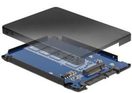 sata m 2 adapteris - Delock 2.5" SATA 22-pin to M.2 NGFF Adapter w/ Enclosure - 1 nuotrauka