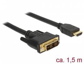 adapteris dvi to hdmi - Delock DVI 18+1 Male to HDMI-A Male, 1 m, juoda - 2 nuotrauka